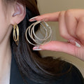 Metal Multi Layer Cross Heart Hoop Earrings Geometric Minimalist Light Luxury Ear Jewelry view 2