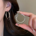 Metal Multi Layer Cross Heart Hoop Earrings Geometric Minimalist Light Luxury Ear Jewelry view 4