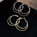 Metal Multi Layer Cross Heart Hoop Earrings Geometric Minimalist Light Luxury Ear Jewelry view 1