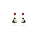 Elegant Enamel Christmas Tree Star Stud Drop Earrings With Hollow Rhinestone Zircon Alloy Earrings view 5
