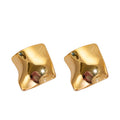 Gold Plated Copper Irregular Twisted Wave Geometric Stud Earrings With Silver Pins Minimalist Style view 5