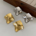 Gold Plated Copper Irregular Twisted Wave Geometric Stud Earrings With Silver Pins Minimalist Style view 2