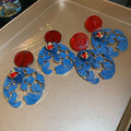 Red Blue Contrast Painted Resin Flower Stud Earrings Vintage Hong Kong Style Elegant Jewelry view 4
