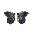 Alloy Asymmetrical Colorful Woven Rhinestone Butterfly Stud Earrings Sweet Feminine Jewelry view 5