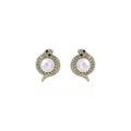 Luxury Full Rhinestone Snake Wrap Pearl Stud Earrings, Creative Alloy Crystal Statement Earrings view 5