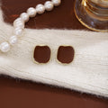 Elegant French Vintage Red Enamel Irregular Square Gold Alloy Studs Light Luxury Fashion Earrings view 3