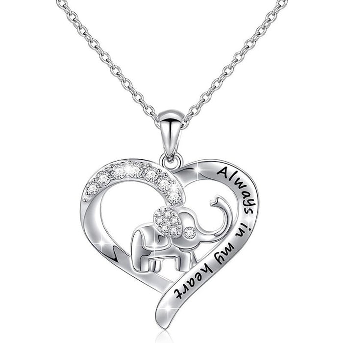 Heart Shape Pendant Necklace Fashion Elephant Sweater Chain With Elegant English Letter Charm