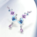 European Korean Butterfly Flower Drop Earrings For Women, Colorful Spring Pastoral Jewelry view 2