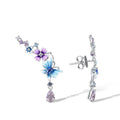 European Korean Butterfly Flower Drop Earrings For Women, Colorful Spring Pastoral Jewelry view 3
