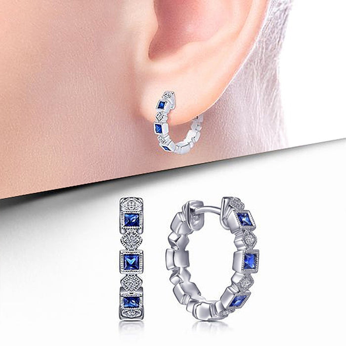 European American Geometric Zircon Inlaid Earrings Light Luxury Engagement Wedding Jewelry