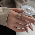 Gold Silver Two Tone Daisy Open Ring For Women view 3