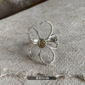 Gold Silver Two Tone Daisy Open Ring For Women view 2