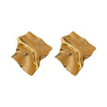 Gold Plated Metal Irregular Wrinkle Geometric Square Stud Earrings For Women view 5