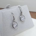 Simple Geometric Drop Earrings For Women With Inlaid Zircon, Shiny Elegant Engagement Jewelry view 2