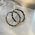 Vintage Leopard Print Enamel Alloy Large Hoop Ear Buckles For Women Elegant Hong Kong Style Earrings view 3