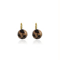Vintage Maillard Leopard Print Acrylic Ball Bead Gold Tone Alloy Huggie Hoop Clip On Earrings view 5
