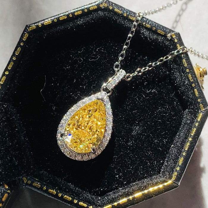 Fashion Large Water Drop Pendant Necklace For Women, Micro Pave Sparkling Luxury Jewelry