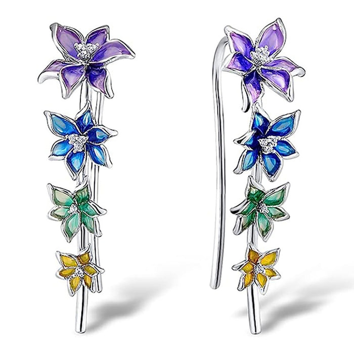 Fashion Floral Trumpet Lily Flower Earrings For Women, Sweet Blooming Statement Jewelry