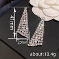 Bold Triangle Design Drop Earrings For Women, Full Zircon Sparkling Banquet Statement Jewelry view 4