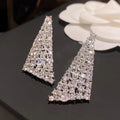 Bold Triangle Design Drop Earrings For Women, Full Zircon Sparkling Banquet Statement Jewelry view 3