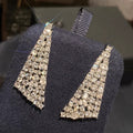 Bold Triangle Design Drop Earrings For Women, Full Zircon Sparkling Banquet Statement Jewelry view 5