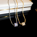 Gold Plated Copper Multilayer Zircon Circle Pendant Necklace, Geometric Fashion Clavicle Chain view 2