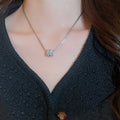 Gold Plated Copper Multilayer Zircon Circle Pendant Necklace, Geometric Fashion Clavicle Chain view 1