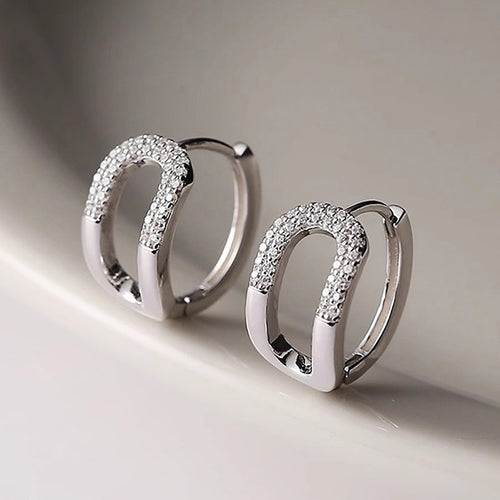 Minimalist Geometric Ear Cuff For Women, Petite Half Hoop Zircon Earrings Fashion Jewelry