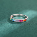 Women's Minimalist Colorful Zircon Ring, Fashion Creative Personality Finger Ring With Sleek Design view 3