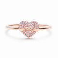 Heart Zircon Ring For Women, Delicate Peach Heart Inlaid Design Elegant Fashion Jewelry view 5