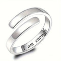 Minimalist Engraved Open Adjustable Ring For Women, Simple Cool Style Daily Fashion Jewelry view 1