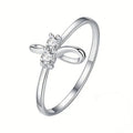 Simple Bowknot Zircon Ring For Women Daily Wear Classic Plain Band Fashion Jewelry view 1