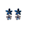 Copper Cubic Zirconia Flower Leaf Earrings And Necklace Jewelry Set, French Light Luxury Collarbone Chain view 5