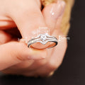 Gentle Double Peach Heart Ring For Women, Inlaid Zircon Sweet Delicate Daily Finger Jewelry view 4