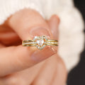 Gentle Double Peach Heart Ring For Women, Inlaid Zircon Sweet Delicate Daily Finger Jewelry view 3