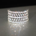 Sparkling Geometric Leaf Single Ring For Women, Niche Design Wedding Engagement Jewelry view 1