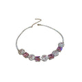 Light Luxury Copper Zircon Flower Square Bracelet Necklace Earring Jewelry Set view 5