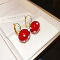 Gold Plated Faux Pearl Round Ball Polka Dot Hoop Earrings For Women Light Luxury Geometric Style view 4