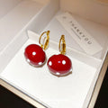 Gold Plated Faux Pearl Round Ball Polka Dot Hoop Earrings For Women Light Luxury Geometric Style view 2