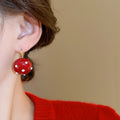 Gold Plated Faux Pearl Round Ball Polka Dot Hoop Earrings For Women Light Luxury Geometric Style view 3