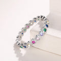Rainbow Heart Ring For Women European American Light Luxury Colorful Stackable Love Finger Ring view 2