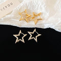 Metal Hollow Star Ear Cuff Earrings, French Elegant Minimalist Geometric Light Luxury Jewelry view 3