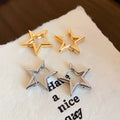 Metal Hollow Star Ear Cuff Earrings, French Elegant Minimalist Geometric Light Luxury Jewelry view 4