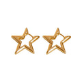 Metal Hollow Star Ear Cuff Earrings, French Elegant Minimalist Geometric Light Luxury Jewelry view 5