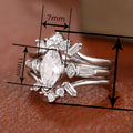 Luxury Marquise Geometric Three Piece Ring Set For Women, Wedding Engagement Jewelry view 4