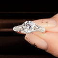 Elegant Zircon Inlaid Geometric Ring For Women, Classic Shiny Wedding Fashion Jewelry view 3
