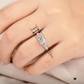 Elegant Zircon Inlaid Geometric Ring For Women, Classic Shiny Wedding Fashion Jewelry view 4