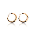 Luxury Tortoise Leopard Print Acrylic Alloy Hoop Ear Buckle Light Gold Circle Statement Earrings view 5