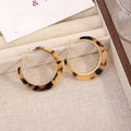 Luxury Tortoise Leopard Print Acrylic Alloy Hoop Ear Buckle Light Gold Circle Statement Earrings view 2