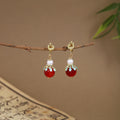 Vintage Chinese Style Alloy Enamel Butterfly Wing Faux Pearl Beaded Long Tassel Clip On Hanfu Qipao Earrings view 3